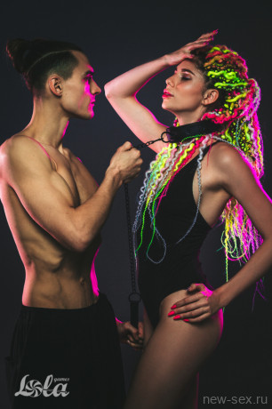 Черный БДСМ ошейник с поводком Party Hard Kinky