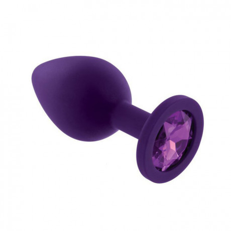 Силиконовый фиолетовый плаг украшенный стразом