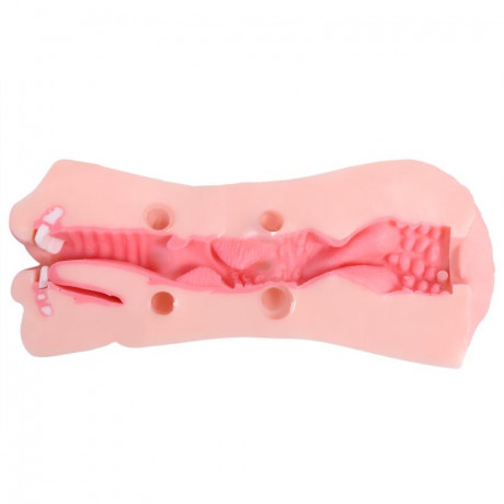 Двухсторонний мастурбатор вагина и ротик с язычком Debby