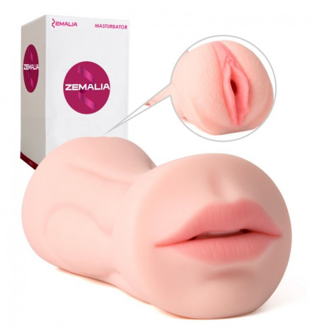 Двухсторонний мастурбатор вагина и ротик с язычком Debby