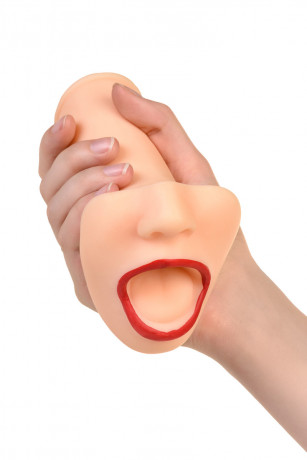 Реалистичный мастурбатор-рот телесного цвета с красными губами Juicy Pussy Juicy Lips