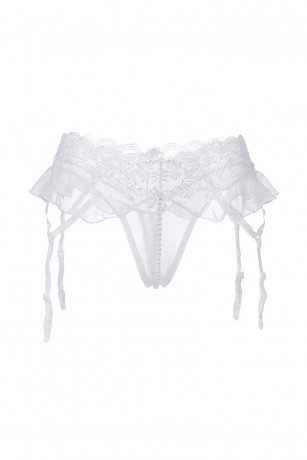 Трусики из нежного белого кружева с жемчужной нитью Adeline