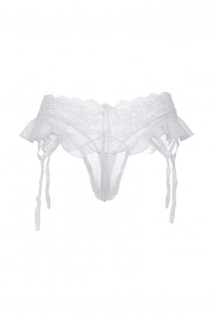 Трусики из нежного белого кружева с жемчужной нитью Adeline