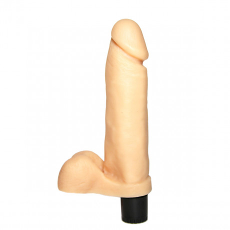 Упругий реалистичный вибратор с мошонкой 