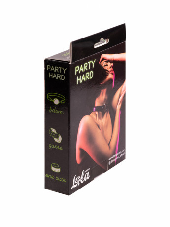 Изящный черный тонкий ошейник - кляп с застежкой на клепках Party Hard Intrigue