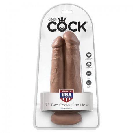 Сдвоенный фаллоимитатор на присоске King Cock 7 Two Cocks One Hole