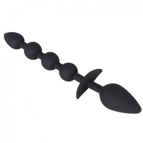 Анальная пробка и шарики 2 в 1 Black Velvets Plug Bead