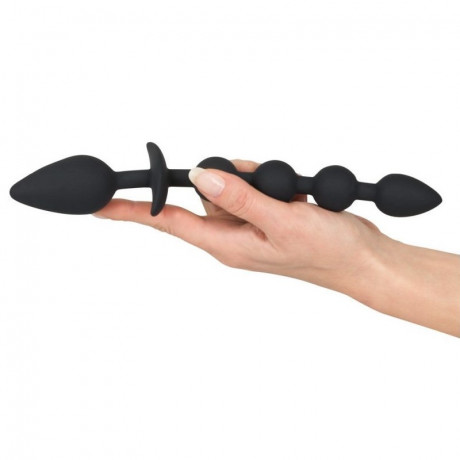 Анальная пробка и шарики 2 в 1 Black Velvets Plug Bead
