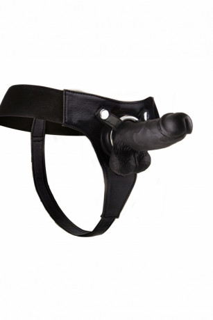 Женский ремневой страпон с кожаными трусиками Realistic 8 Inch