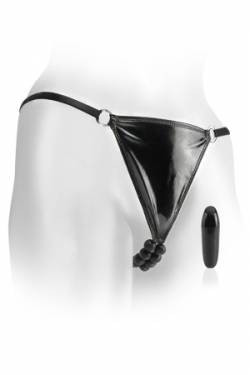 Вибростимулятор клитора Beaded Panties с трусиками черный