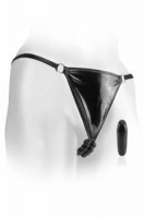 Вибростимулятор клитора Beaded Panties с трусиками черный