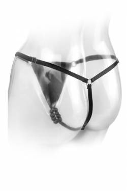 Вибростимулятор клитора Beaded Panties с трусиками черный