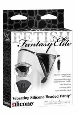 Вибростимулятор клитора Beaded Panties с трусиками черный