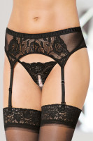 Пояс для чулок и стринги из тонкой сетки с открытым доступом