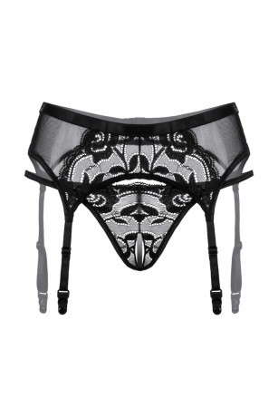 Пояс для чулок и стринги из тонкой сетки с открытым доступом