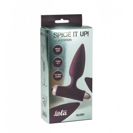Анальная пробка с бархатистой поверхностью и вибрацией Spice it up Glory Wine