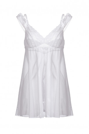 Белая сорочка бэби-долл c разрезом сзади Sofia