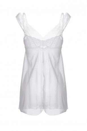 Белая сорочка бэби-долл c разрезом сзади Sofia