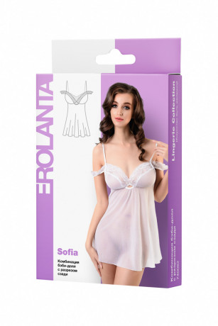 Белая сорочка бэби-долл c разрезом сзади Sofia