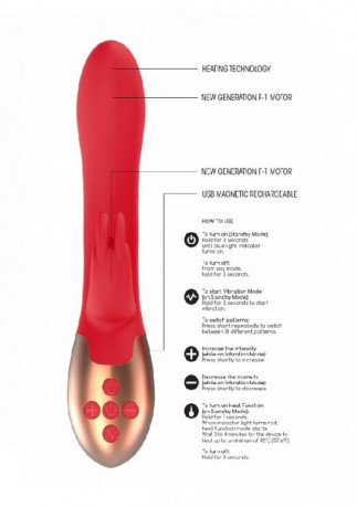 Вибромассажер кролик с вибрацией и функцией нагрева Opulent