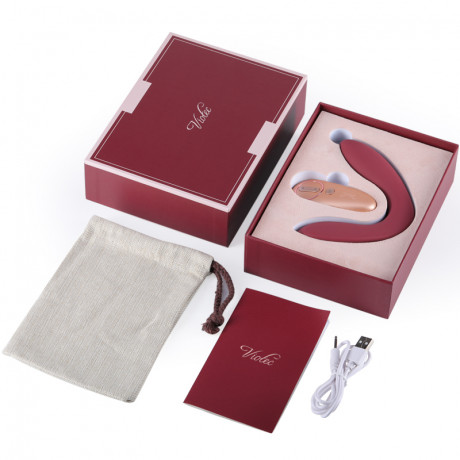 Вибромассажер для пар с пультом ДУ Viotec HERCULES WINE RED