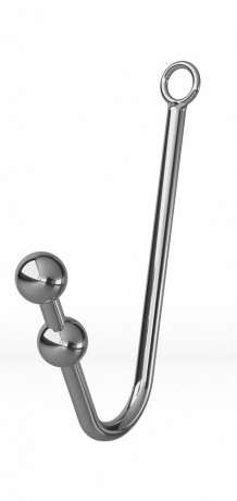 Анальный крюк с двойными шарами и фиксацией с ошейником и наручниками