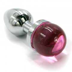Анальная пробка из алюминия с розовым камнем
