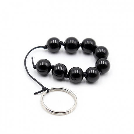Черная анальная цепочка шариков из стекла