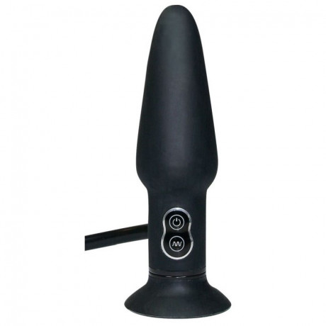 Анальная вибропробка с функцией расширения True Black Vibrating Butt Plug