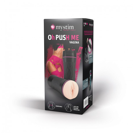 Мастурбатор в виде вагины в удобной тубе для хранения Oh Push me Vagina