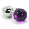 Анальная пробка из алюминия с пурпурным камнем