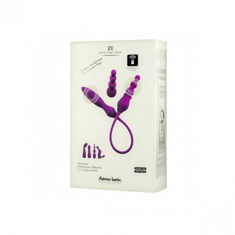 Двусторонний мини вибратор со съемным фаллоимитатором Adrien Lastic