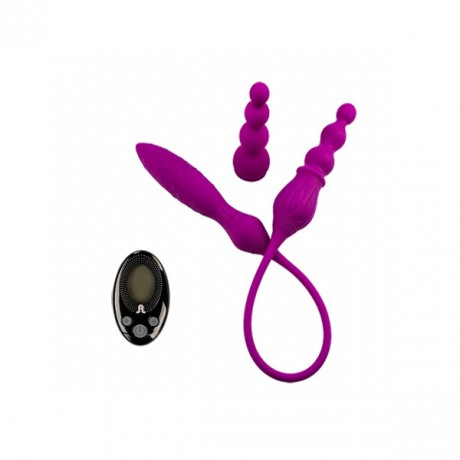 Двусторонний мини вибратор со съемным фаллоимитатором Adrien Lastic