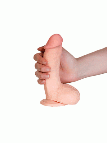 Реалистичный вибратор на пульте управления с мошонкой и присоской RealStick Elite Vibro