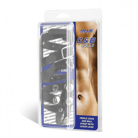 Три ремня на член с разделителем мошонки