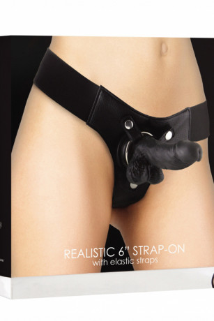 Женский ремневой страпон с кожаными трусиками Realistic 6 Inch Strap On Ouch
