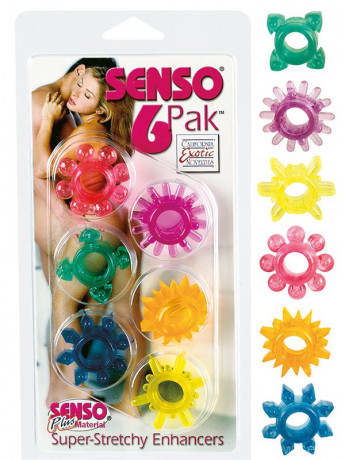 Набор разноцветных рельефных эрекционных колец SENSO PAK
