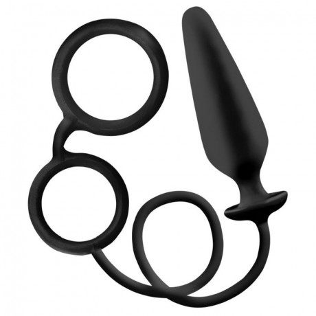 Эрекционное кольцо с анальным плагом Excellent Power