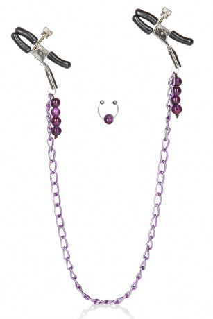 Фиолетовая цепь с зажимами на соски