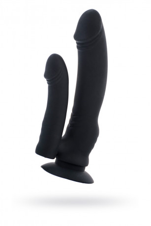 Вибратор для двойного проникновения из силикона Black - Red