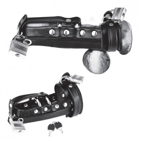 Плотная сбруя целомудрия для члена с замком