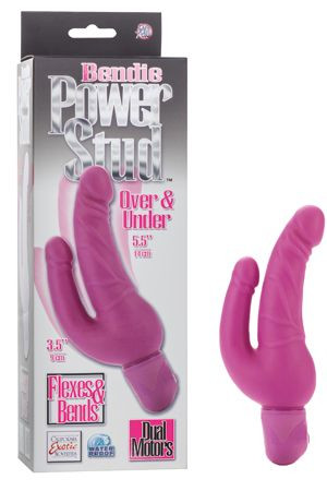 Розовый фаллоимитатор двухголовый Bendie Power с вибрацией