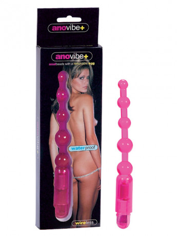 Розовая анальная цепочка с вибратором anovibe+