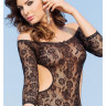 Боди из эластичного черного ажурного материала с узором в виде роз Rosa