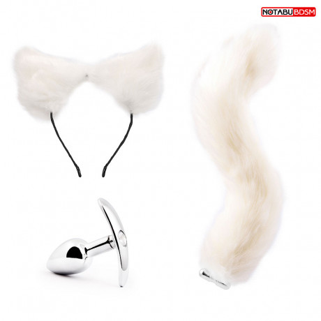 Стильный набор втулок с белым хвостиком и забавными ушками