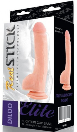 Фаллоимитатор с мошонкой на присоске - 17 см.