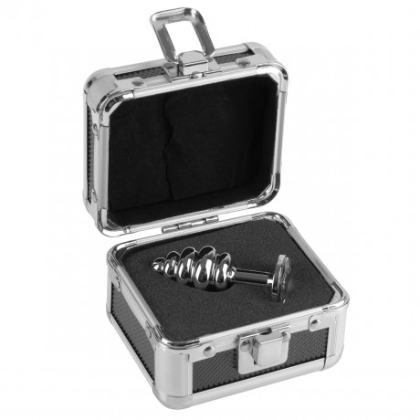 Анальная пробка Metal Worx рифленая с кристаллом