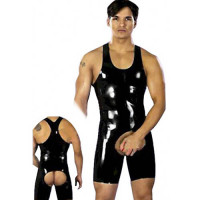 Мужской укороченный лаковый комбинезон