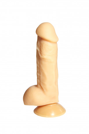 Реалистичный фаллоимитатор с мошонкой на присоске