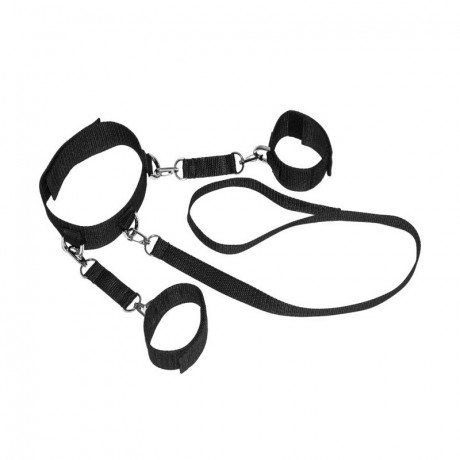 Ошейник с наручниками и поводком для БДСМ игр ДД